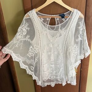 Daytrip Sheer White Embroidered Blouse